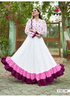 White With Pink Border London Dream Reyon 14 kg With Print Long Gown 169